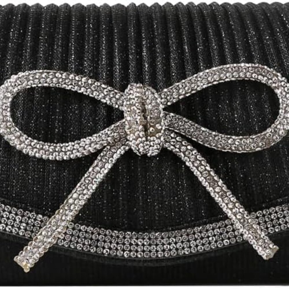 Women's Fashion Bowknot Rhinestone Evening Handbag Ladies' Shiny Clutch Bag